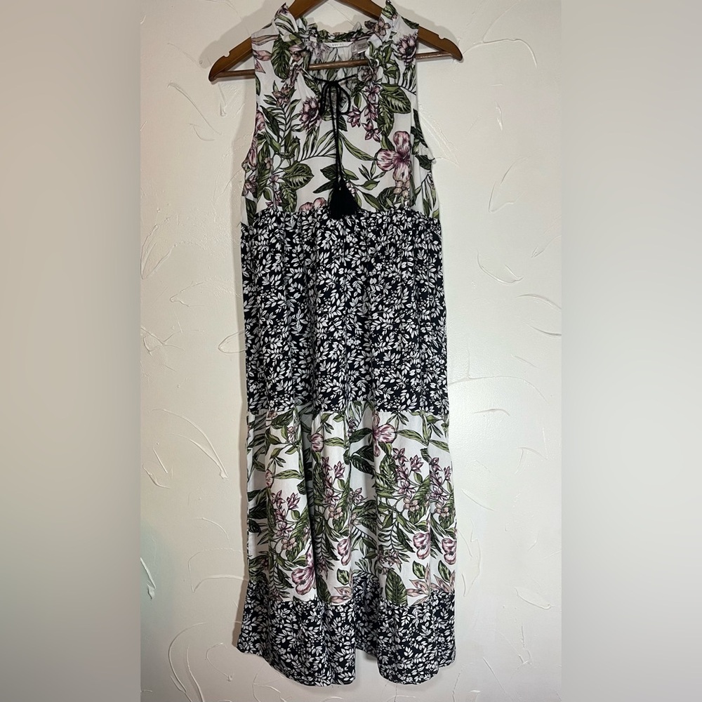 KACTUS Sleeveless Multi Print Tiered Boho Maxi Dress SZ Small